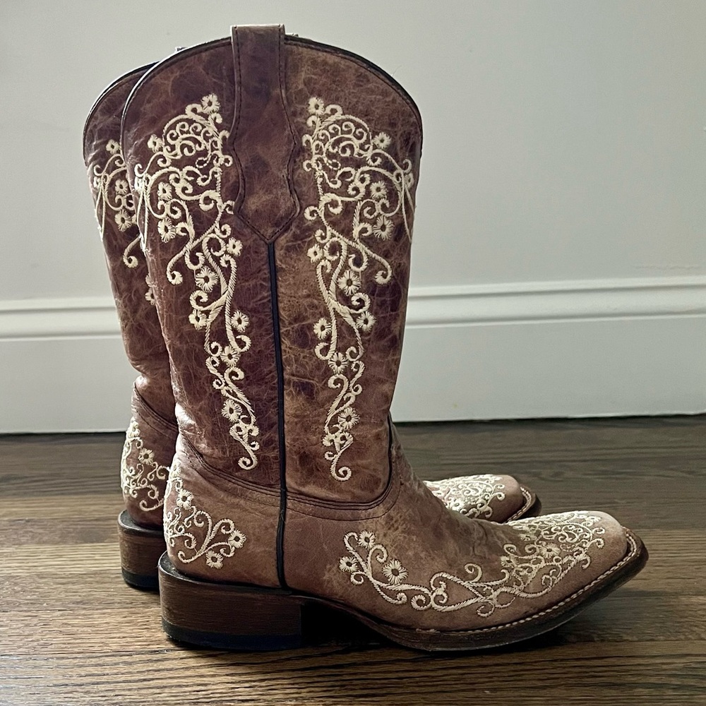 Lace Embroidery Cowboy Boots Teen